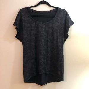 SOLD Lululemon Black Camo Miles Ahead Short Sleeve Tshirt Top